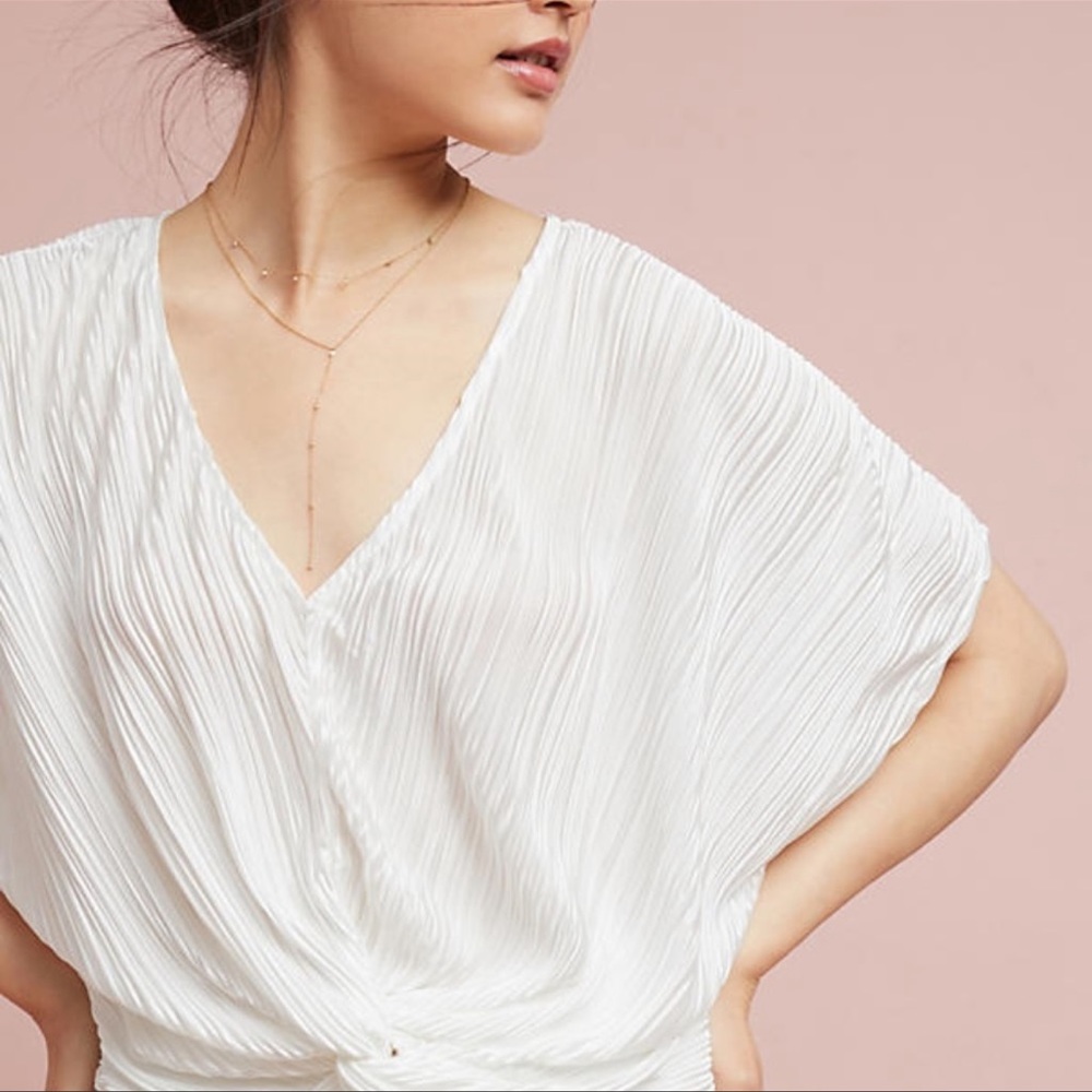 Anthropologie Eri + Ali White Windward Crepe Top Size Medium